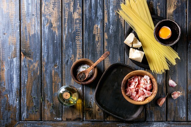 Ingredients for pasta carbonara