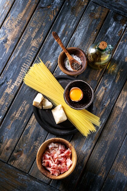 Ingredients for pasta carbonara