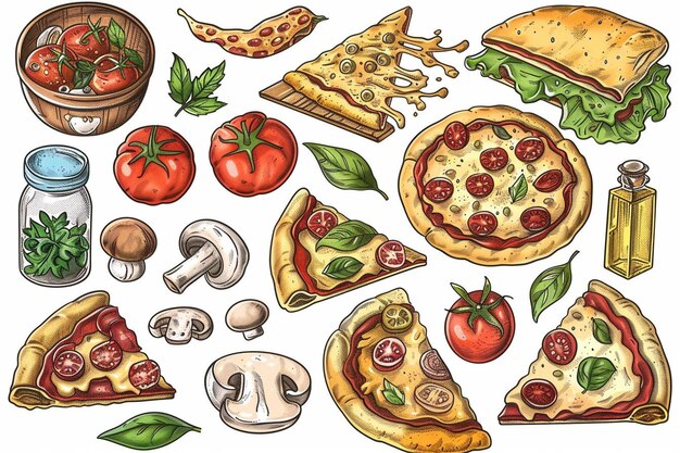 Photo ingredients of pizza on a white background