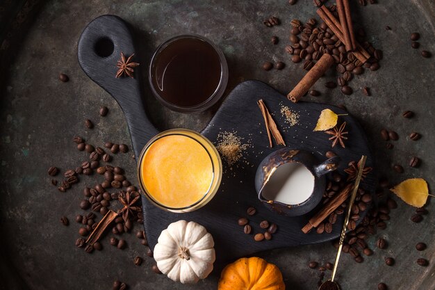 Ingredients for pumpkin latte