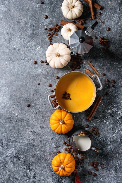 Ingredients for pumpkin latte