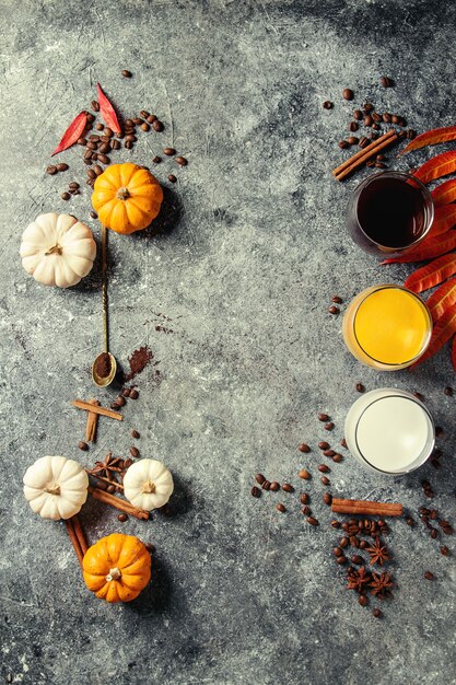 Ingredients for pumpkin latte