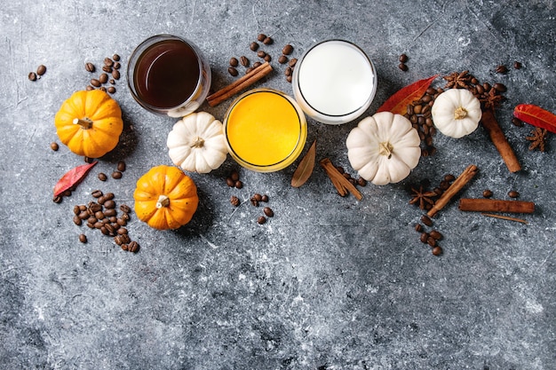 Ingredients for pumpkin latte