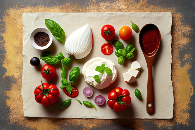 Ingredients for Salad with Burrata cheese