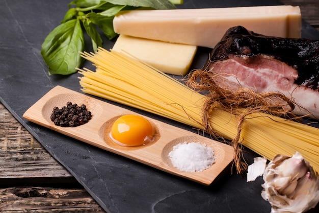 Ingredients for spaghetti alla carbonara