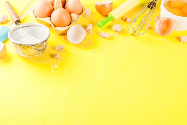 Ingredients and utensils for cooking baking