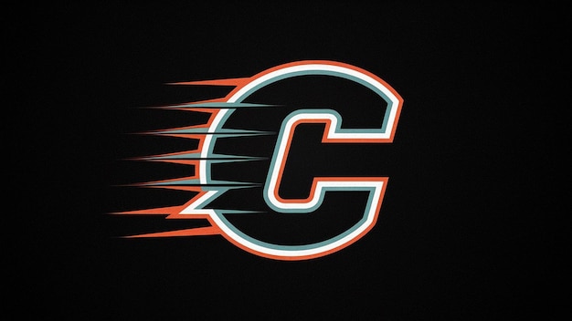 Photo initial letter c gaming sports style logo light text effect