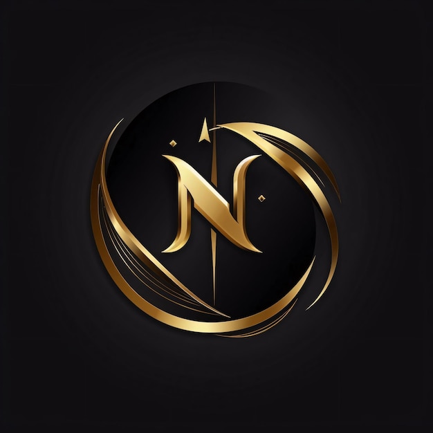 Photo initial letter n logo with elegant gold and black color suitable for a company or business