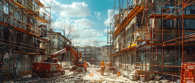 Injured Construction Worker at Scaffolding 4K Photorealistic Canon Mark IV HDR Photography