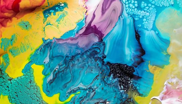 Ink paint abstract Closeup Colorful painting