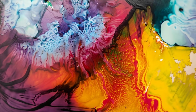 Ink paint abstract Closeup Colorful painting