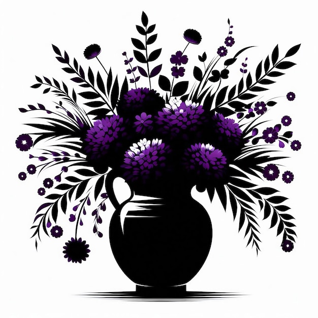 A ink painting vector illustrations of a flower in a vase background illustrations