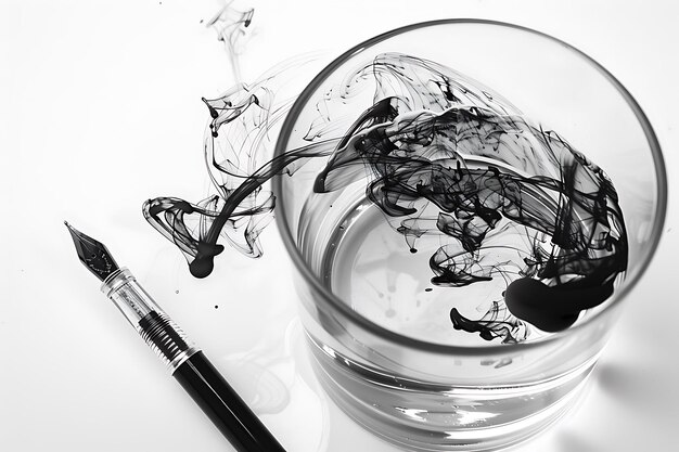 Photo ink swirling in a glass