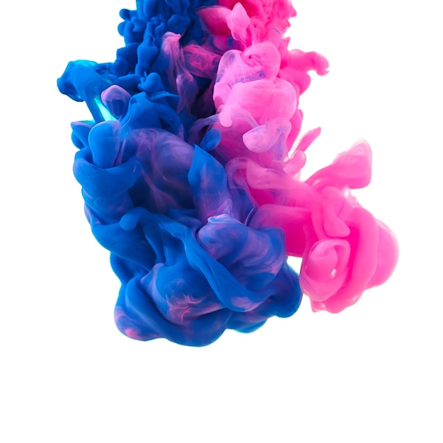 Ink in water. Splash paint mixing. Multicolored liquid dye. Abstract  sculpture background color