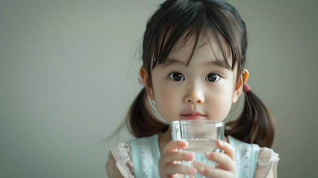 Innocent Serenity A Little Girl Embracing Hydration