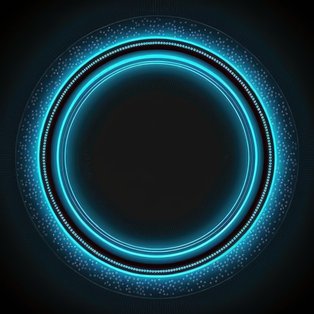 Innovation of circle frame with blue neon light effects