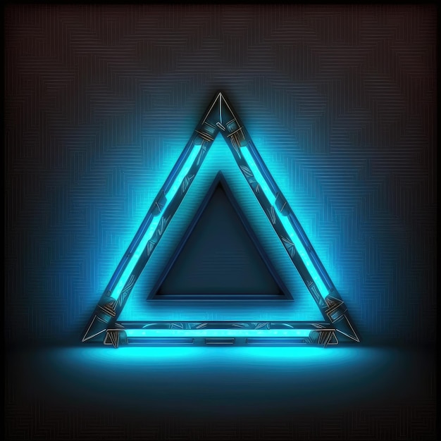 Innovation of triangle border frame with blue neon light effects