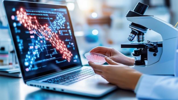 Photo innovative biotechnology laboratory with advanced dna analysis and research