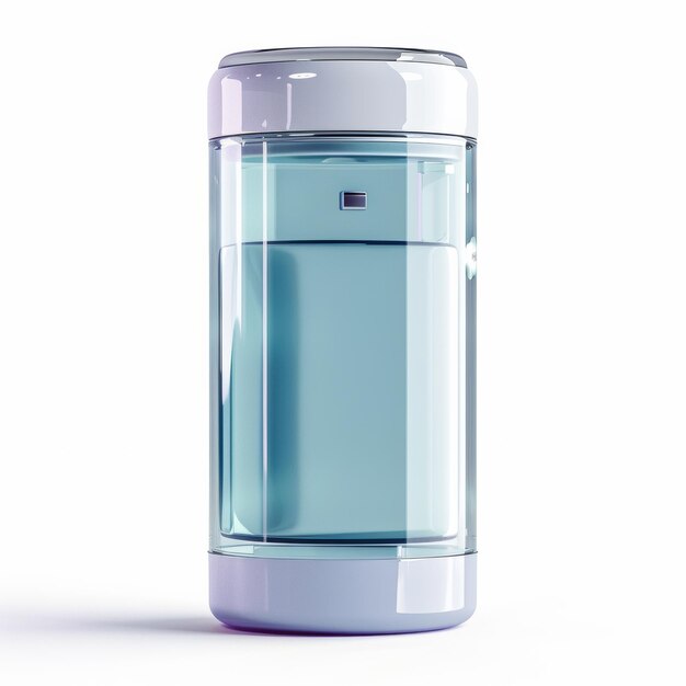 Photo innovative clean energy battery showcasing frosted glass design in a modern setting