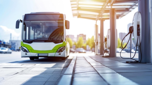 Photo innovative electric vehicle station in urban scene