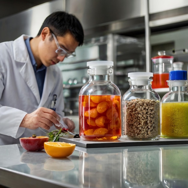 Photo innovative food laboratory scientist pioneering advanced research and safety in food science