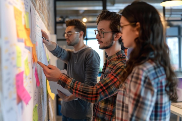 Innovative Tech Startup Team Brainstorming During Design Sprint in Creative Workspace