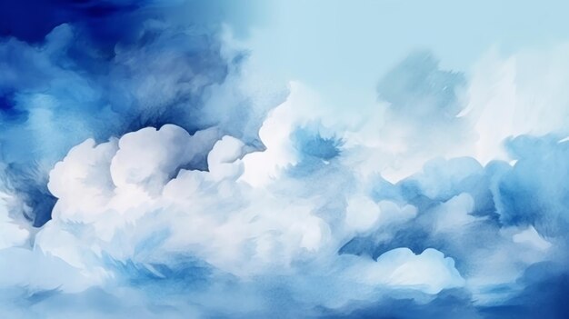 Inquisitively Watercolor shades cloudy and defocused Cloudy Blue Sky Establishment Illustration AI Generated