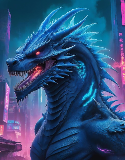 an Insanely Detailed Cyberpunk Dragon Wallpaper in Unity