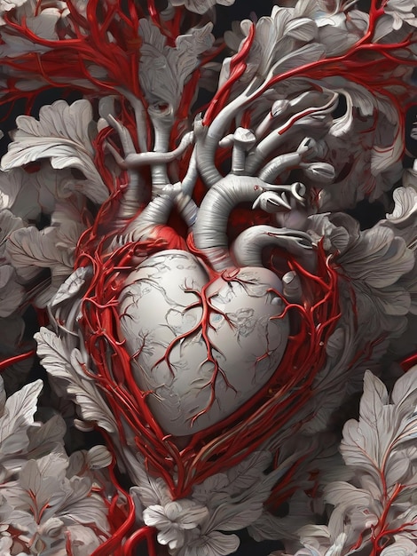 Insanely detailed masterpiece best quality ultra high res High contrast illustration of a heart