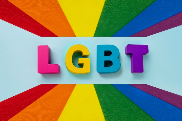 Inscription LGBT on a rainbow background Support Lesbian Gay Bisexual Transgender and Queer community and Pride month concept