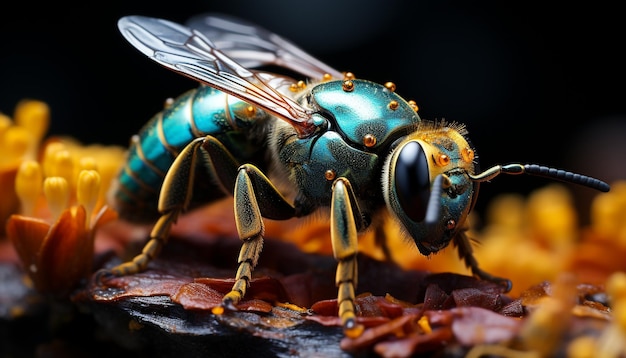 Insect macro bee fly wasp Small selective focus on foreground generated by artificial intelligence