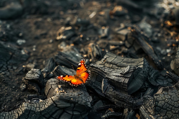 Insect pollinator resting on charcoal belonging to the Arthropod group