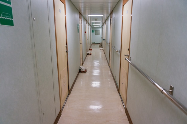 Inside of accommodation area on offshore drilling rig. 