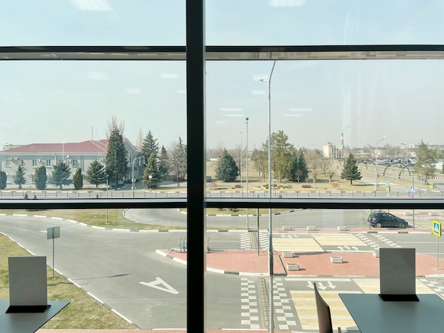 A inside building window wall panorama, modern background panorama