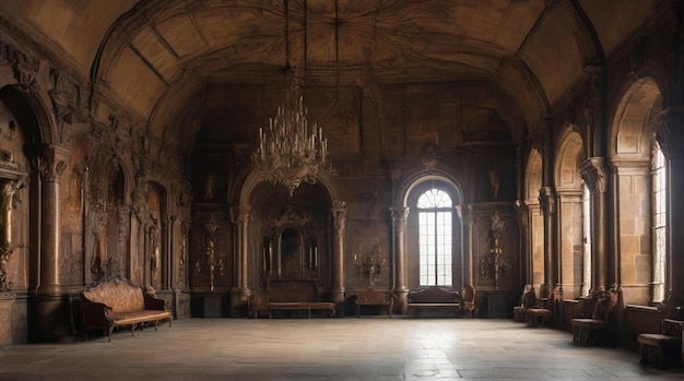 Photo inside of a castle hall