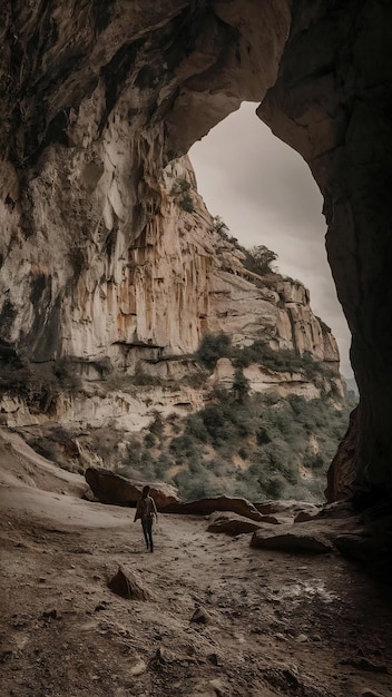 Inside of cave in cliff