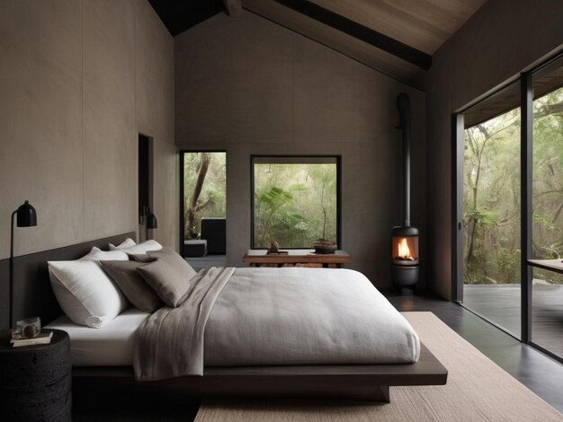 Inside a comfortable cabin the surrounding Gondwana rainforest can be seen Created by AI