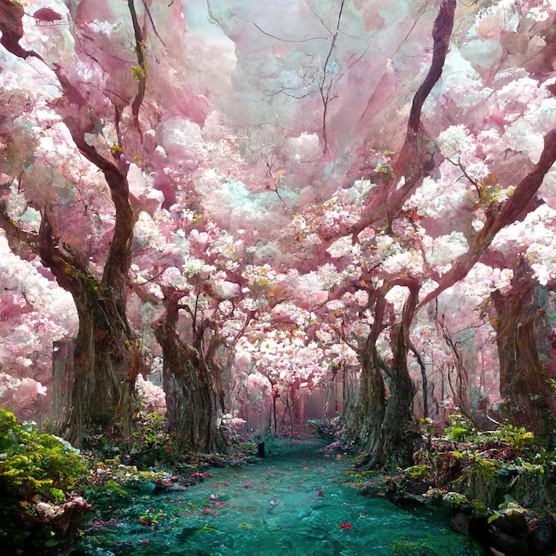 inside an epic and fairy inspired cherry blossom forest