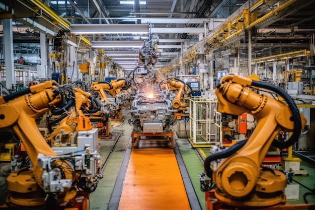 inside factory of cars a lot of machines AI Generated