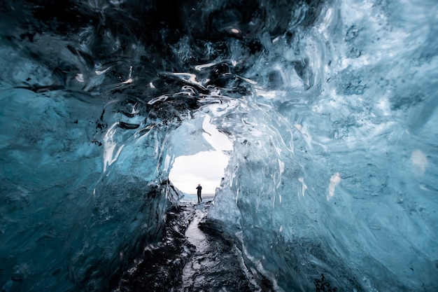 Inside an ice cave in Iceland