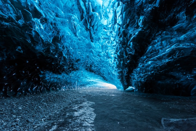 Inside an ice cave in Iceland