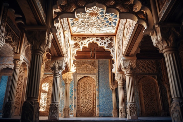 Inside interior of The mosque is an excellent example of traditional arch architecture generated AI