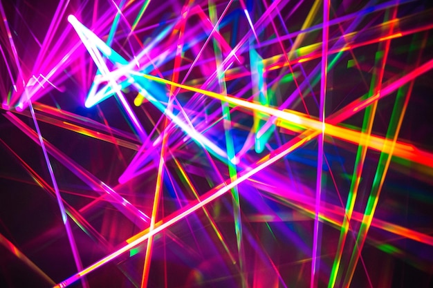 Inside laser lighting A large number of multicolored rays