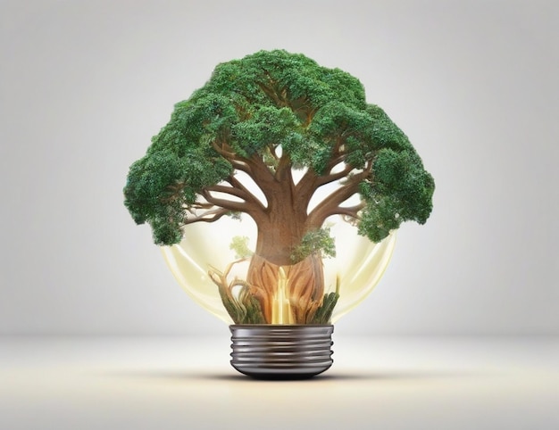 Inside the light bulb is the small green plant color outside generated by AI