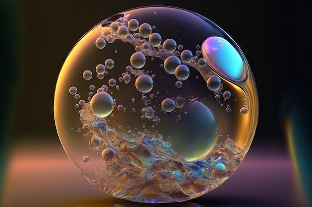 Inside the liquid bubble is a molecule