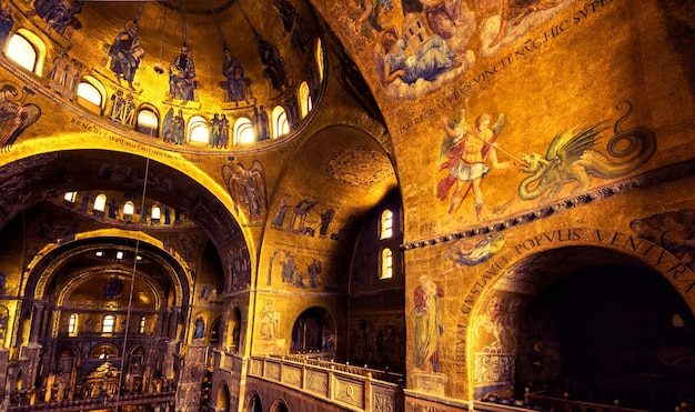 Inside the luxury St Mark's Basilica San Marco in Venice Italy