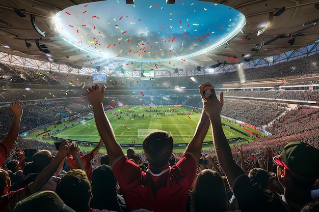 Inside the modern sports stadium a wave of excitem generative ai