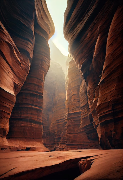 Inside a rocky canyion beautiful lighting comming in sand rock canyonxAxA