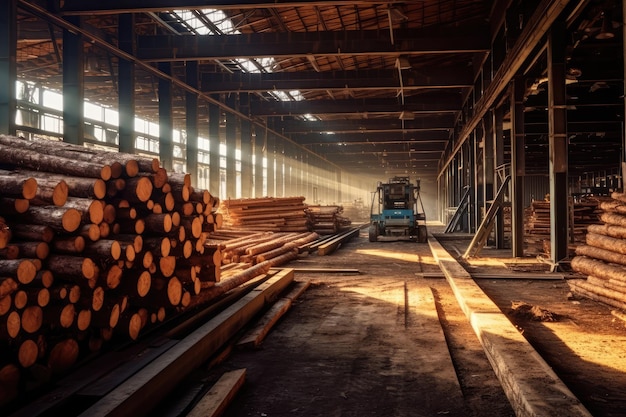 inside wood factory situation professional photography AI Generated