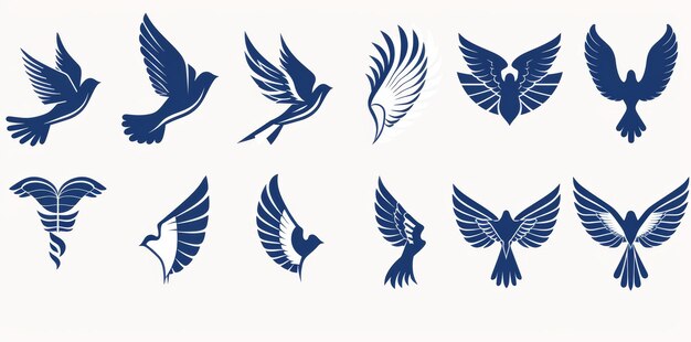 Photo insignias of victory victory emblem fast eagle emblem birds and wings in silhouette black tattoo sketch airport logo or victory emblem